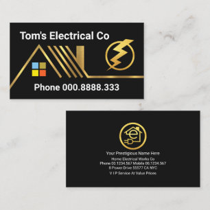 Gold Home Electrical Wiring Power Business Card