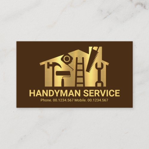 Gold Home Handyman Tools Builder Business Card