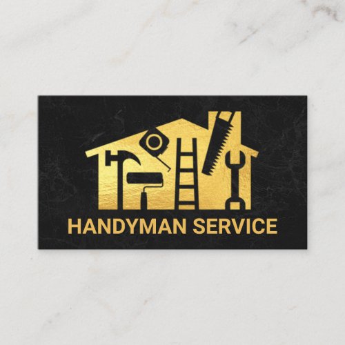 Gold Home Handyman Tools On Granite Business Card