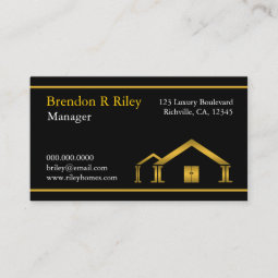 Gold Home Icon Stucco Building and Construction Business Card | Zazzle
