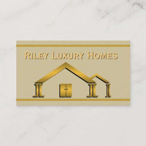 Gold Home Icon Stucco Building and Construction Business Card