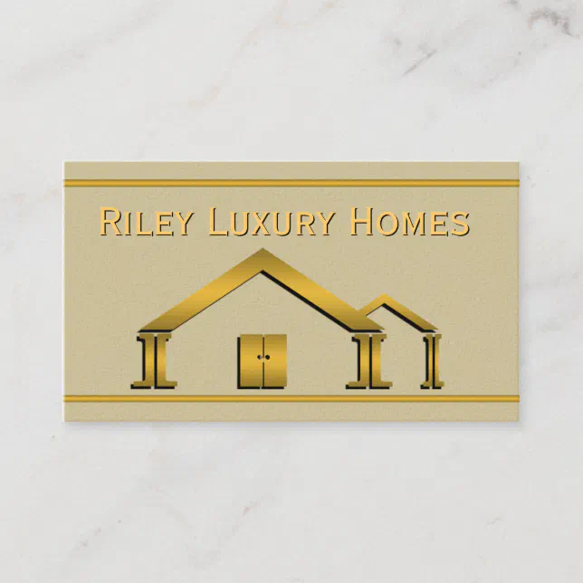 Gold Home Icon Stucco Building and Construction Business Card | Zazzle