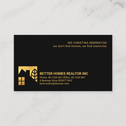 Gold Home Landscape Silhouette Realty Realtor Business Card