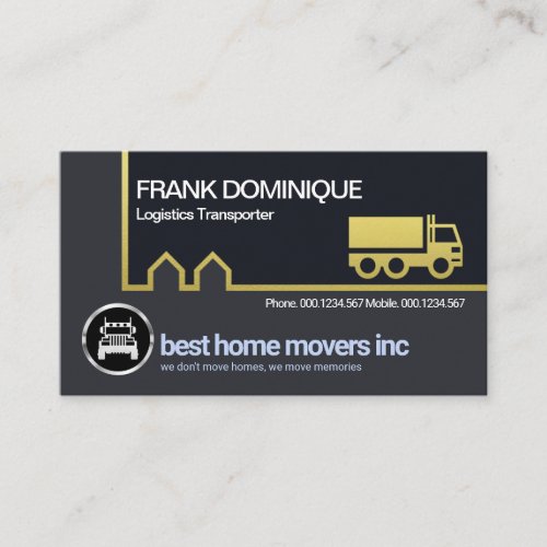 Gold Home Moving Border Line Transportation Driver Business Card