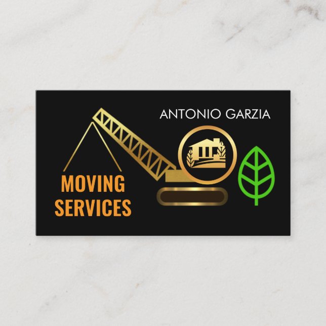 Gold Home Moving Crane Business Card (Front)