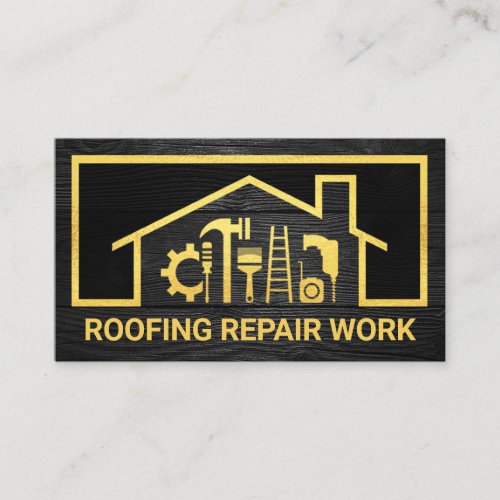 Gold Home Repair Tools Frame Business Card