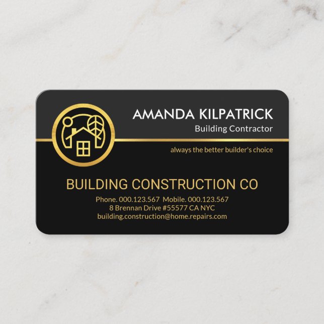 Gold Home Repairs Contractor Business Card (Front)