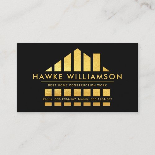 Gold Home Silhouette Construction Works Business Card