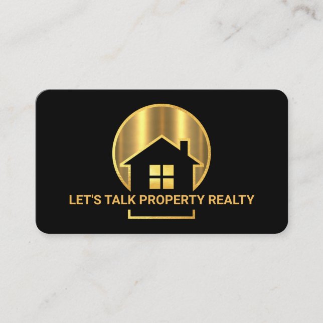 Gold Home Sunset Let's Talk Property Business Card (Front)