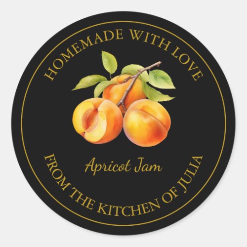 Gold Homemade Apricot Jam Label  Black