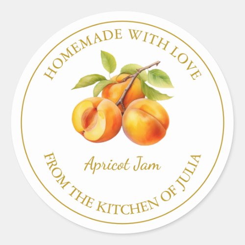 Gold Homemade Apricot Jam Label  White