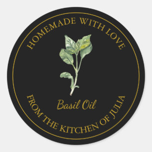 Gold Homemade Basil Oil Label   Black