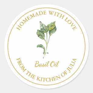 Gold Homemade Basil Oil Label White