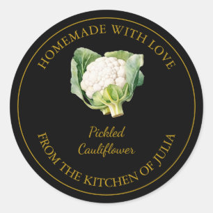 Gold Homemade Cauliflower Pickle Label Black