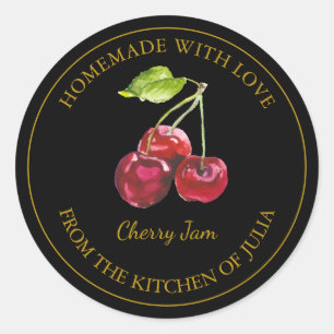Gold Homemade Cherry Jam Label   Black