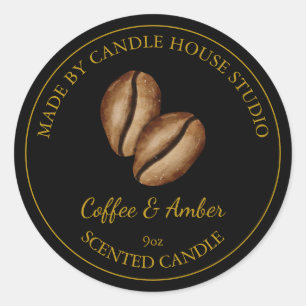 Gold Homemade Coffee Candle Label Black