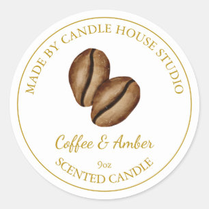 Gold Homemade Coffee Candle Label White