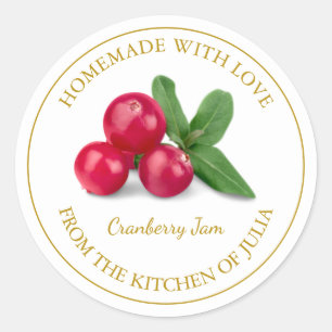 Gold Homemade Cranberry Jam Label   White