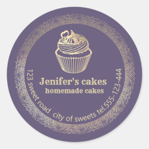 Gold Homemade cupcakes and treats packaging Classic Round Sticker