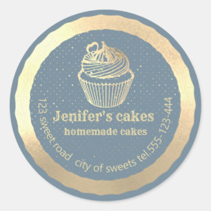Gold Homemade cupcakes and treats packaging Classic Round Sticker