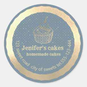 Gold Homemade cupcakes and treats packaging Classic Round Sticker
