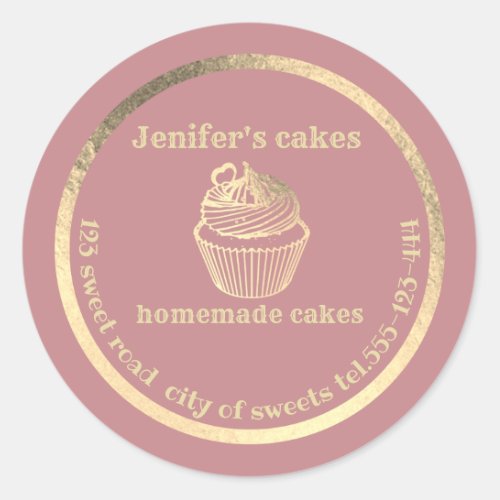 Gold Homemade cupcakes and treats packaging Classic Round Sticker