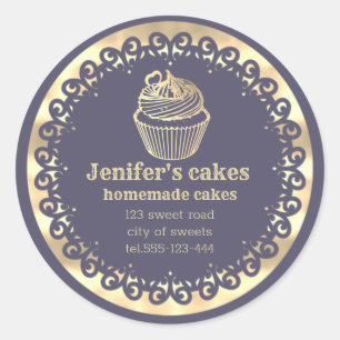 Gold Homemade cupcakes and treats packaging Classic Round Sticker