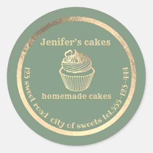 Gold Homemade cupcakes and treats packaging Classic Round Sticker