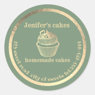 Gold Homemade cupcakes and treats packaging Classic Round Sticker