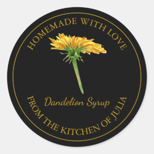 Gold Homemade Dandelion Syrup Label Black