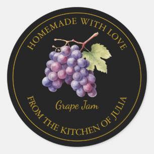 Gold Homemade Grape Jam Label   Black