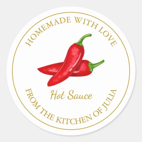 Gold Homemade Hot Sauce Label  White
