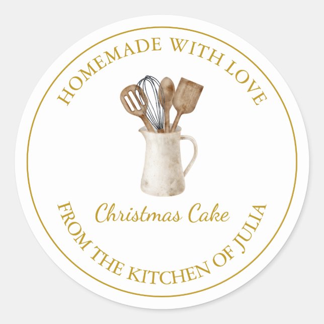 Gold Homemade Kitchen Business Label | White (Front)
