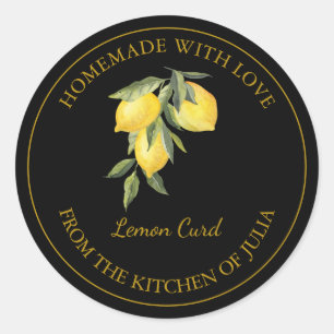 Gold Homemade Lemon Curd Label Black