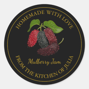 Gold Homemade Mulberry Jam Label   Black