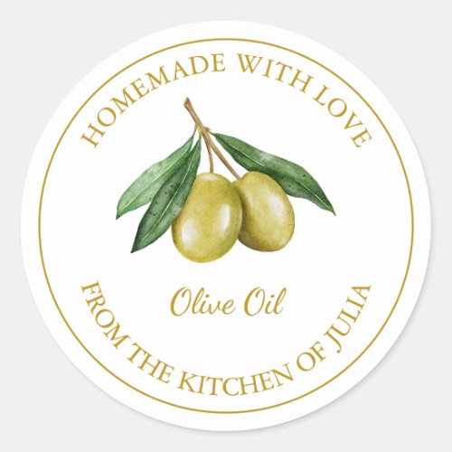 Gold Homemade Olive Oil Label  White