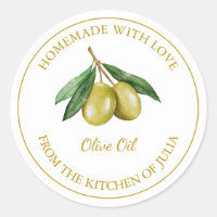 Gold Homemade Olive Oil Label | White