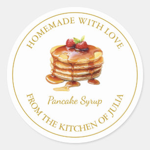 Gold Homemade Pancake Syrup Label   White
