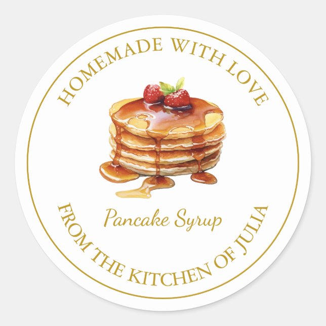 Gold Homemade Pancake Syrup Label | White (Front)