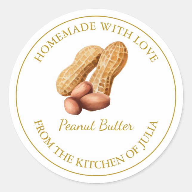 Gold Homemade Peanut Butter Label | White (Front)