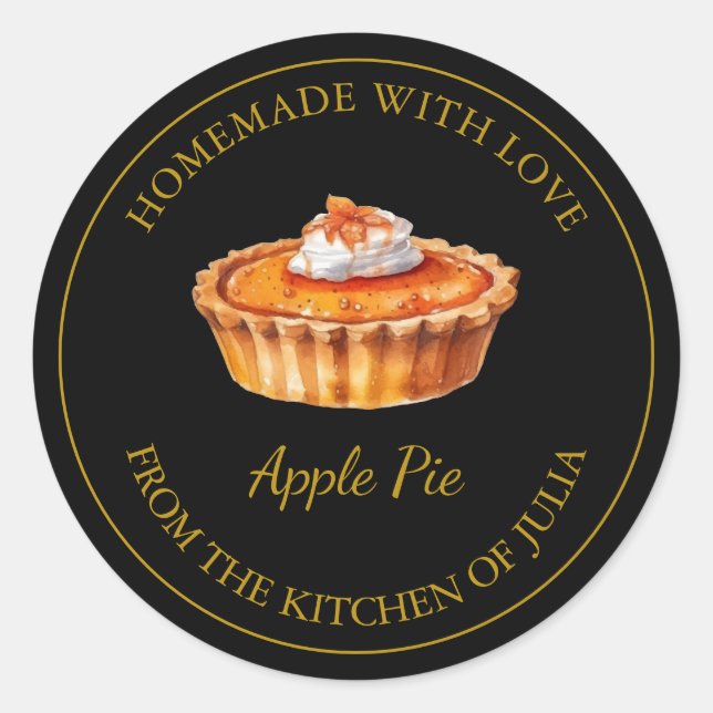 Gold Homemade Pie Label | Black (Front)