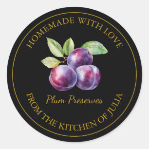 Gold Homemade Plum Preserves Label Black