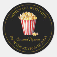 Gold Homemade Popcorn Label | Black