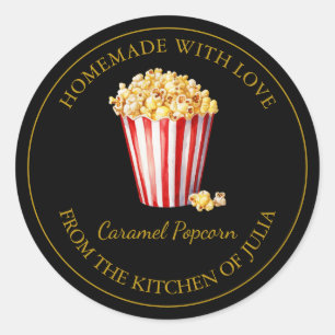 Gold Homemade Popcorn Label Black
