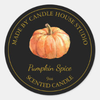 Gold Homemade Pumpkin Spice Candle Label | Black