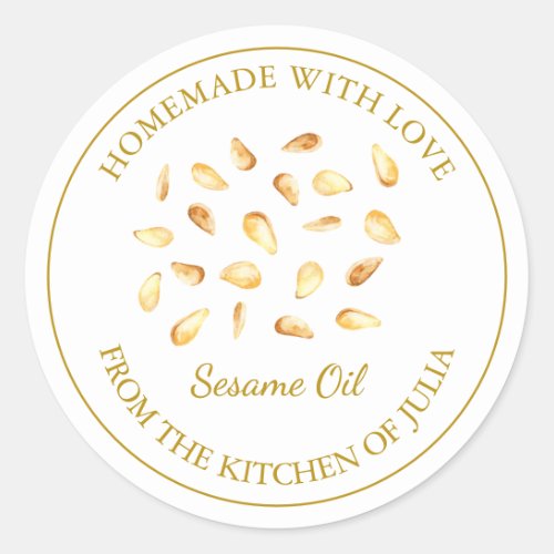 Gold Homemade Sesame Oil Label  White