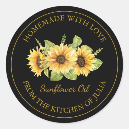 Gold Homemade Sunflower Oil Label  Black