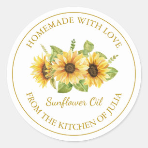 Gold Homemade Sunflower Oil Label White