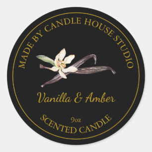 Gold Homemade Vanilla Candle Label Black