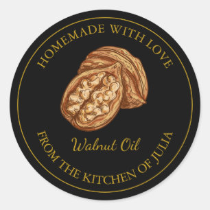 Gold Homemade Walnut Oil Label   Black